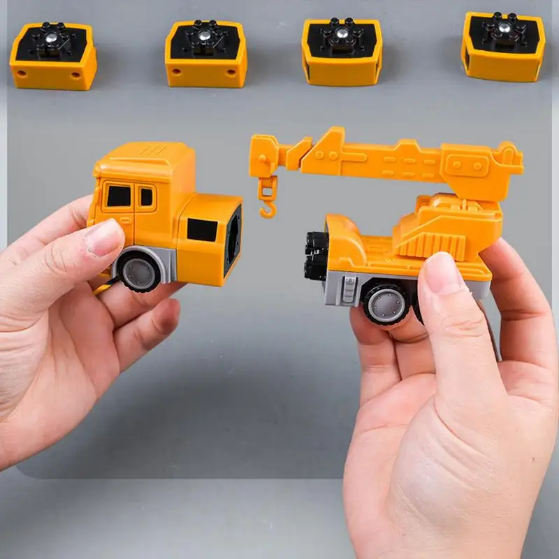 Transform Robot Toy Magnetic Transform Engineering Car Assembled Toys For Kids Magnetisches Transformation Technik Auto Zusammengebautes Spielzeug