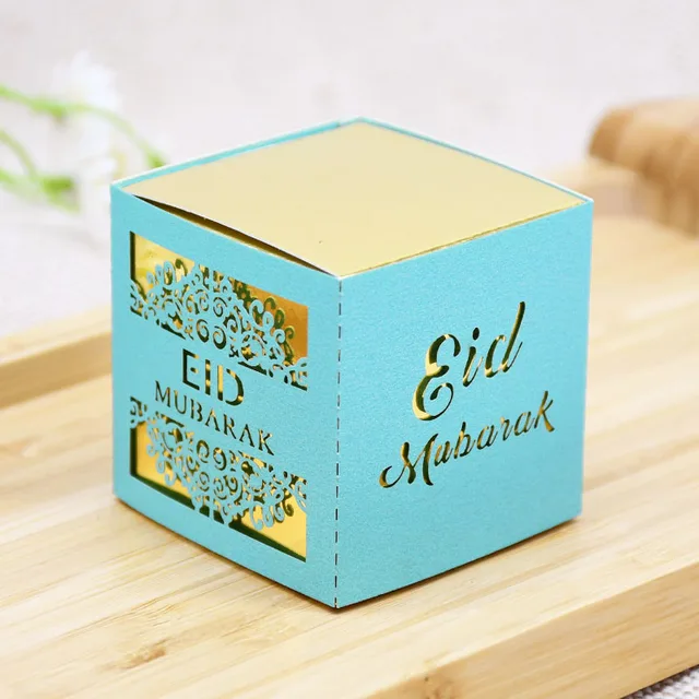5/10pcs Eid Mubarak Chocolate Candy Box Ramadan Kareem Favor Gift Box Islamic Muslim Festival Happy Al-Fitr Eid Party Supplies tiffany