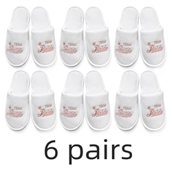 Luxurious Bridal Party Slippers with Elegant Golden & Pink Embroidery, Lightweight Plush Cozy Flats with Non - Slip Soft Sole - One Size (TB Pink - 6 paris)