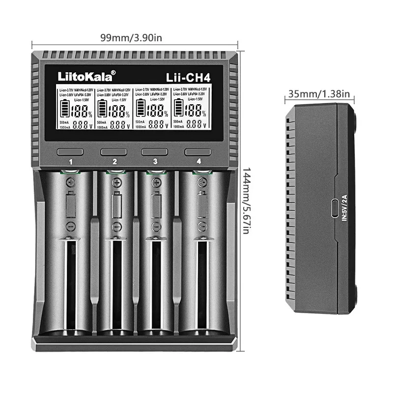 Caricabatterie Intelligente LiItoKala Lii-CH4 per Batterie Ricaricabili agli Ioni di Litio AA AAA da 1.5V - immagine 6