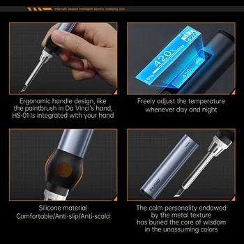 FNIRSI HS 01 Smart Electric Soldering Iron 65WPD Adjustable Constant Temperature Portable Digital Soldering Station