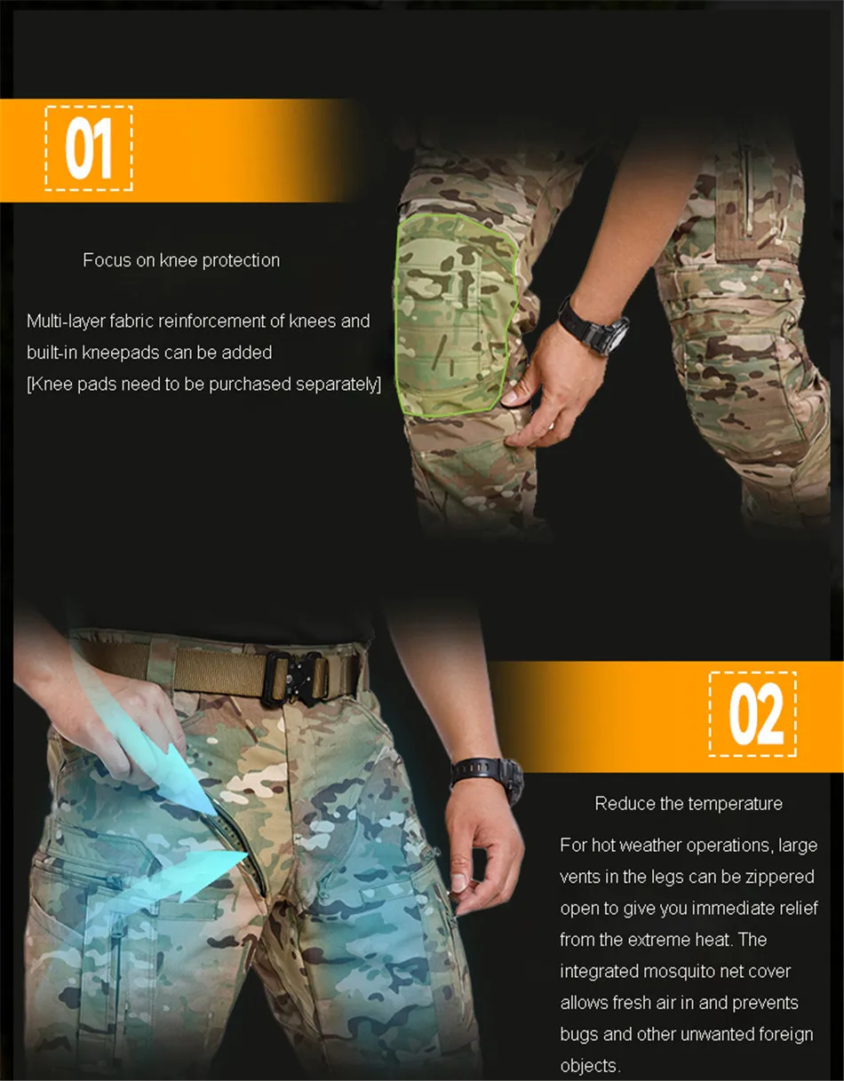 Description Picture 4 of itemPRO HT Tactical Pants Hunting Hiking Camping Men Multicam Outdoor Sports Trousers Functional Protective Camouflage Cargo Pants