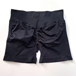 Women's Scrunch Gym Shorts - High-Performance Fitness & Yoga Bottoms - M (Black)