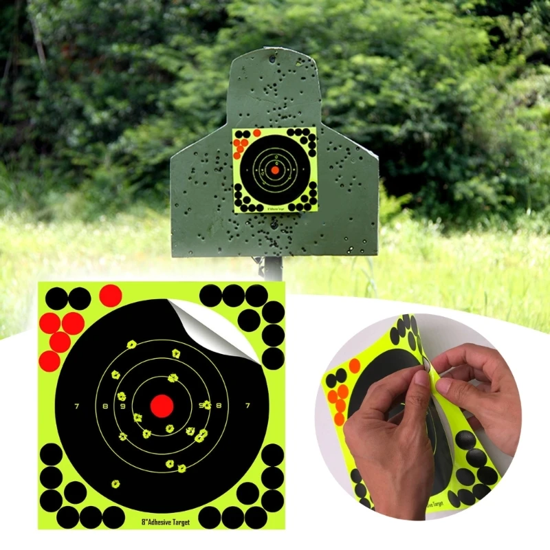 Adhesive Green Fluorescent Targets 10 Pcs Paper Practice Stickers Ranges Paper Targets Easy Use 69HD