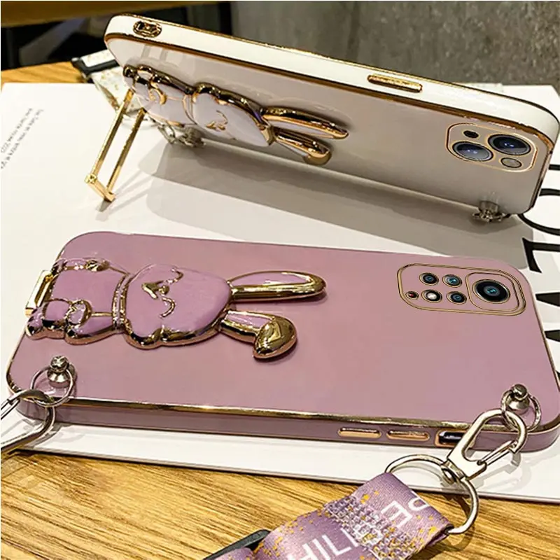 Rabbit Holder Lanyard Phone Case with Stand Strap Cover