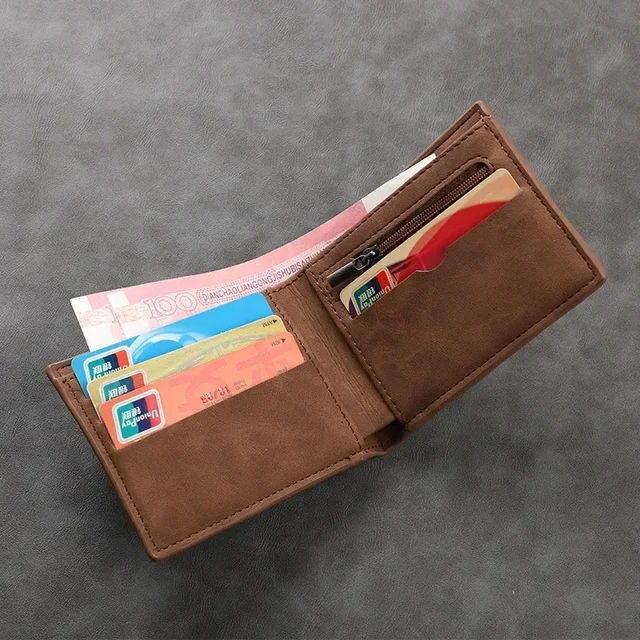New Fashionable Vertical Retro 2% Off Multi Card Slot Wallet Matte Multi functional Leisure Multi card Slot carbon wallet men 4