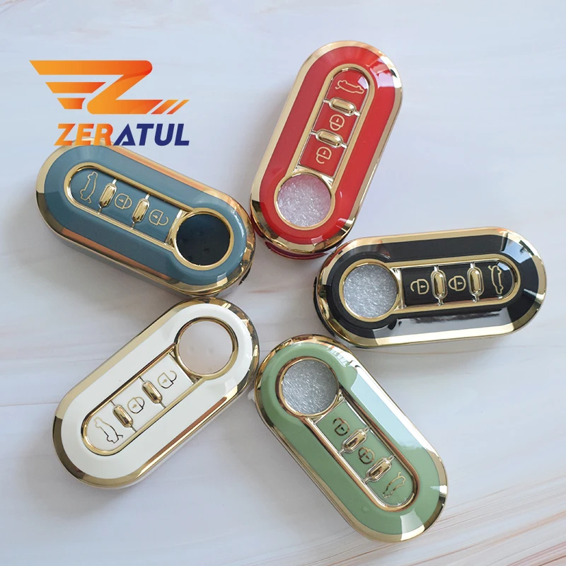 Key Case Cover 3Buttons TPU Car Flip Key Case Cover For Fiat Ducato 500 500L Panda Grande Punto Lancia Musa Auto Shell Fob Accessories