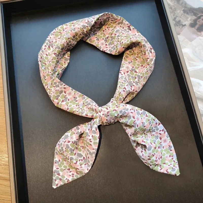 80cm*6cm Retro Artistic Cotton Thin Strip Spring Autumn Summer Scarf Neck Silk HairBand women skinny scarf |