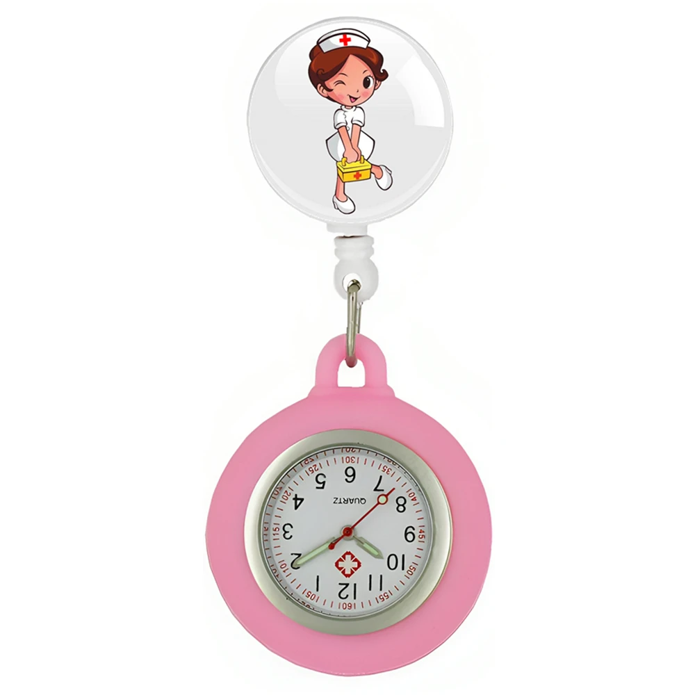 Pocket Watch Hospital Health Care Medical Nurse Doctor Love Heart Beat Stethoscope Retractable Badge Reel Clip Hang FOB Pocket Watches Clock