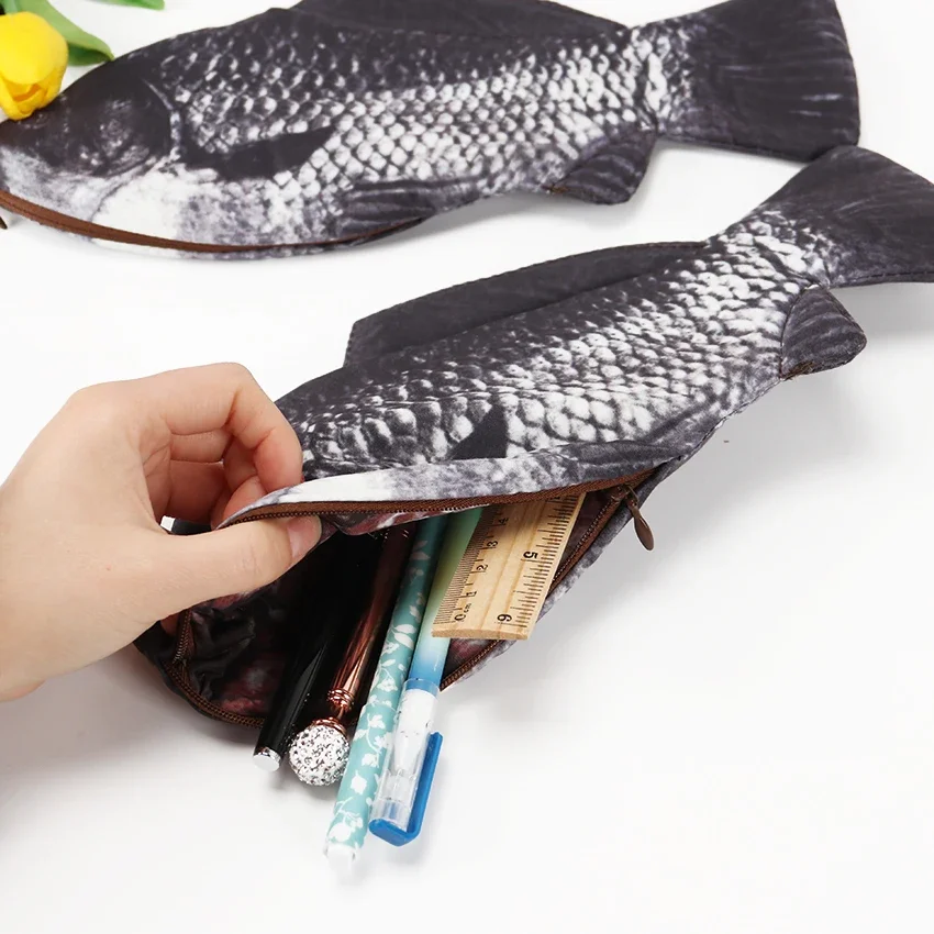 Pencil Cases 1PC Creative Fish Pencil Box Large Capacity Upgrades Pen Case School Gift Fun Fountain Pen Bag School Supplies