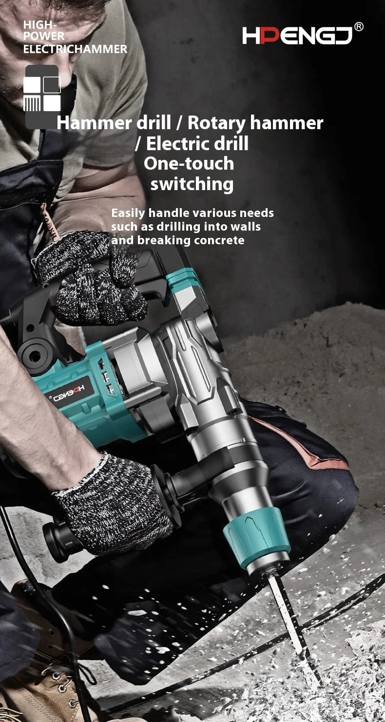 3-in-1 Multifunctional electric hammer and pickaxe Industrial grade high power