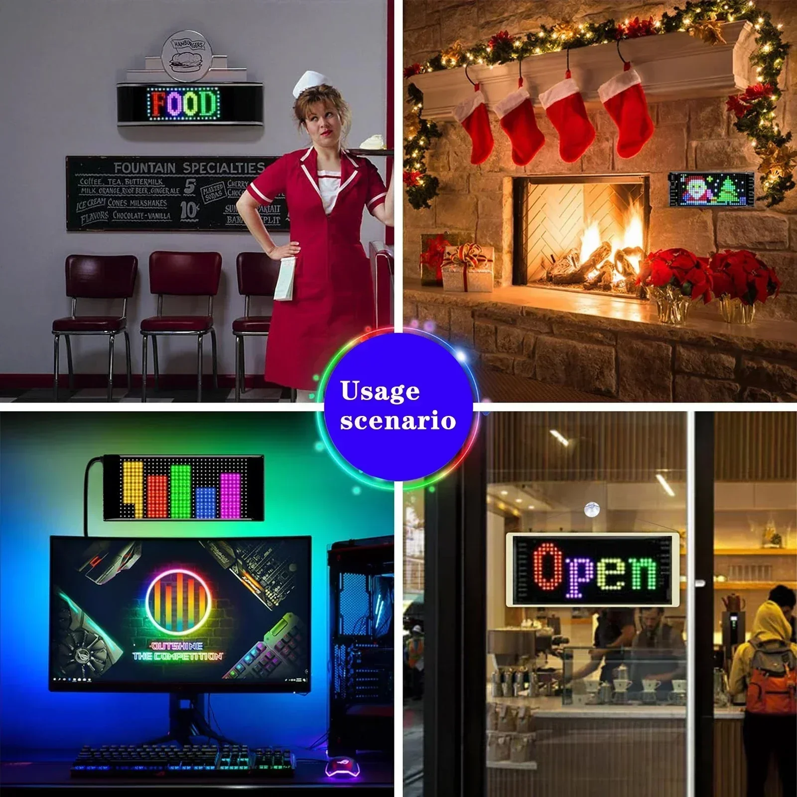 LED Pixel Screen App Bluetooth Control DIY Programmable Flexible Display Screen USB Plug-in for Car Stores Hotels Bars Party led video display panel