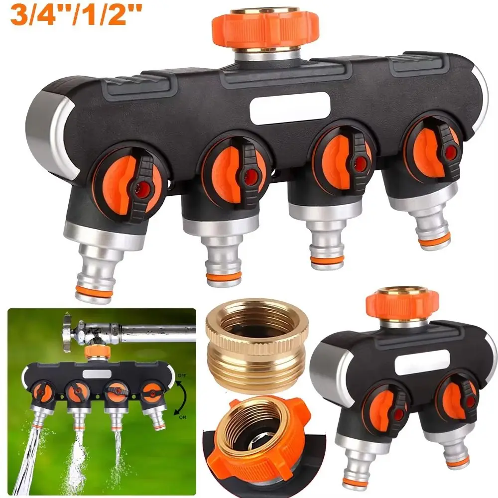 4 Independent Switches Garden Hose Splitter Splitter Design Durable Material Hose Connector Splitter Tap Connector Robust Valve