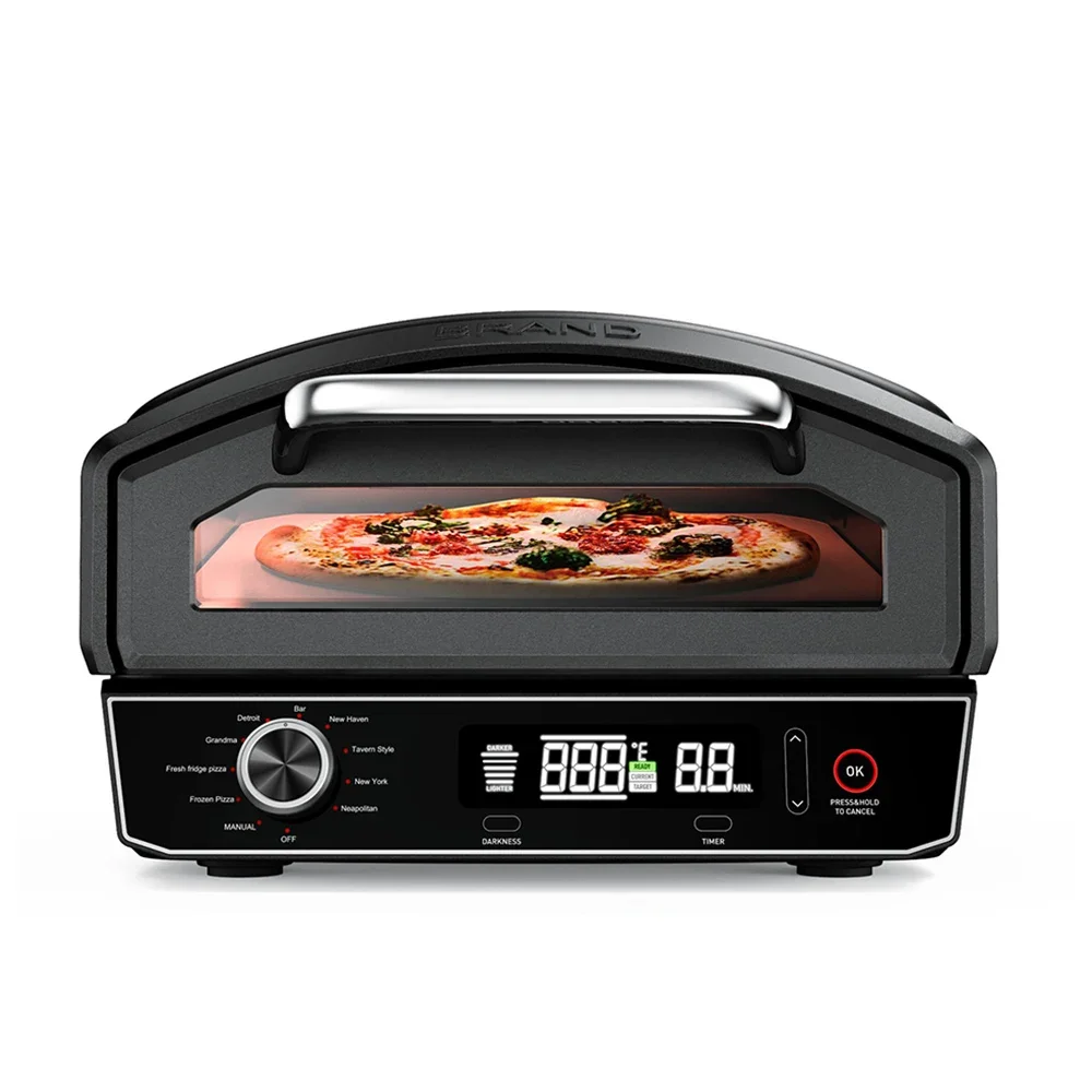 Outdoor 14 Inch Electric Portable Pizza Oven Stainless Steel Pizza Oven For Camping Hiking With Stone Pizza Oven 4