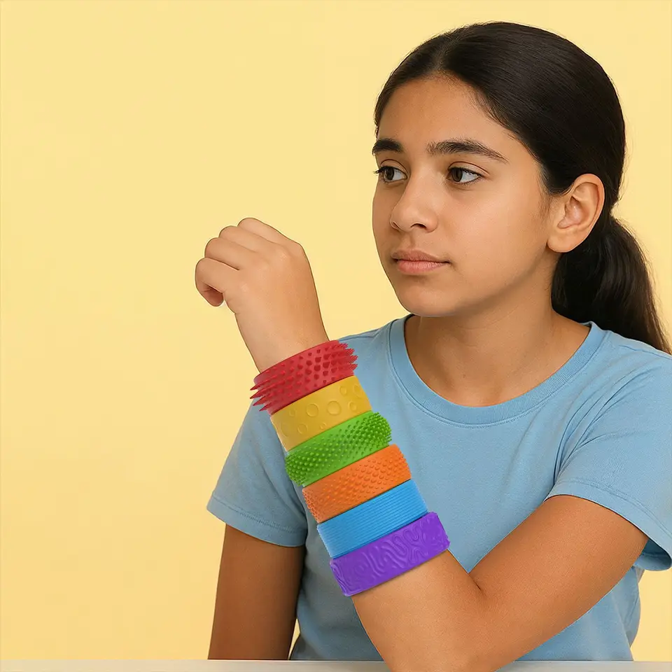 Ainiv 12PCS Bracelet Pop It, Bracelets Anti-Stress En Silicone, Multicolore Pack Bracelet Push Bubble Jouets Sensoriels Anti Stress Pour Enfants Adultes(Couleur