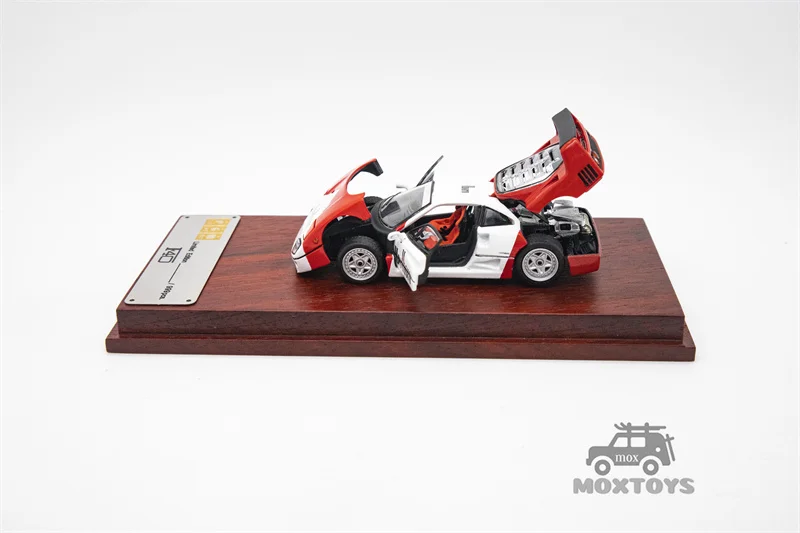 PGM 1:64 F40 Alloy fully opened RedWhite Diecast Model Car 3