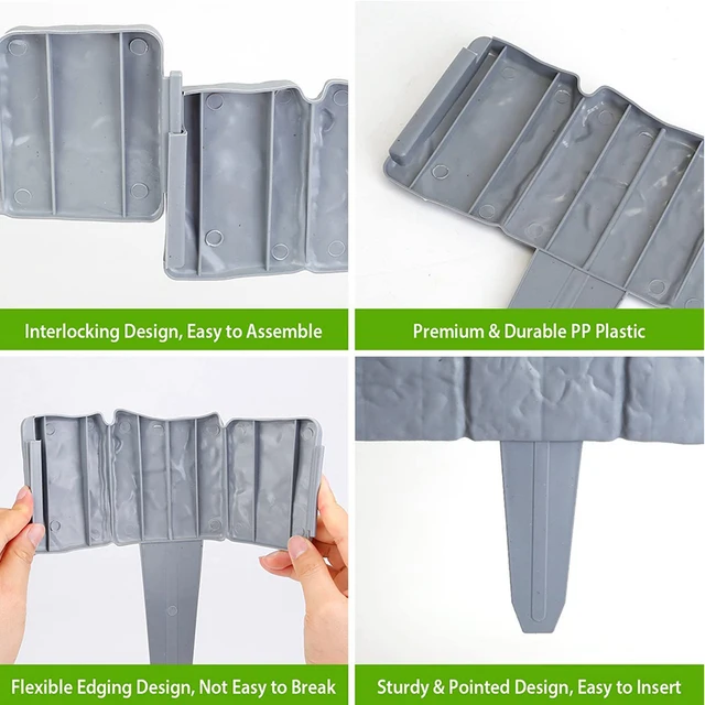 4/2 db Kerti Kerítés Macskaköves Határ Menti Műanyag Pázsit Szegélyek Szegély Dekorációk Virágágy Kültéri Tájkert Kert - Image 3