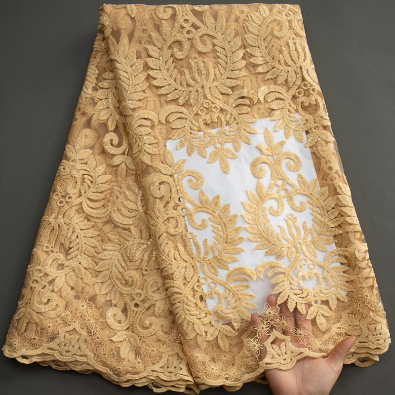 

African Silk Milk Net Lace Fabric Nigerian Silk Milk Mesh Lace Fabric With Sequins For Elegant Evening Party Women A3368