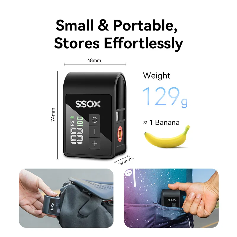 AirCube 120PSI Mini Bike Pump Portable Air Pump Schrader Presta Valves Rechargeable Air Inflator Bike Accessories XOSS