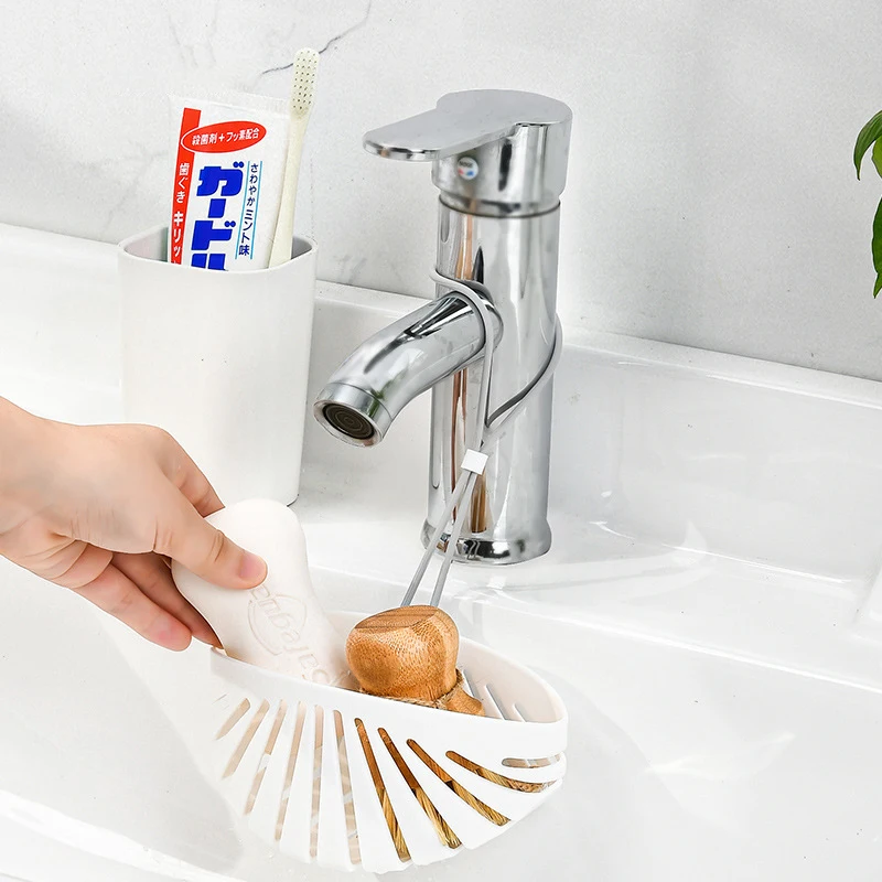 Kitchen Dish Cloth Sponge Storage Bag Soap Sink Holder Portable Kitchen Bathroom Hanging Drain Bag Basket Storage Tool With Rope