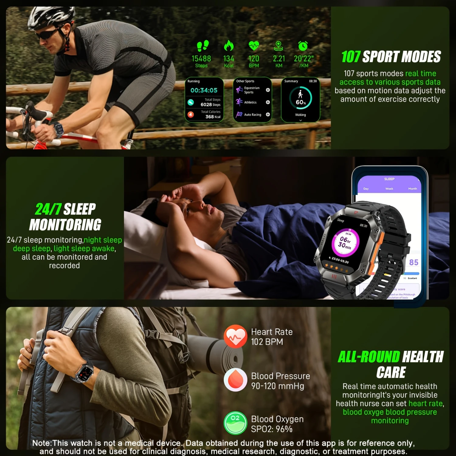 Camouflage Smartwatch With Altimeter, Barometer, Compass, Wireless Call, And Full Touch Screen-Perfect Gift For Active Men And