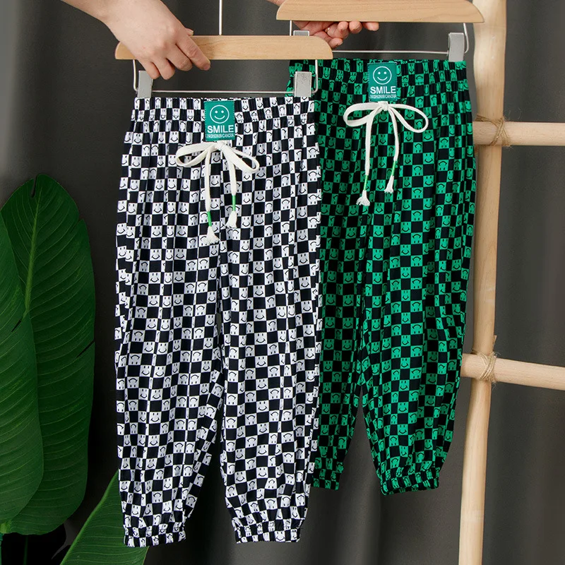 남아 및 여아용 어린이 모기 퇴치 바지, 얇은 랜턴, 에어컨 바지 그물, 레드 트..