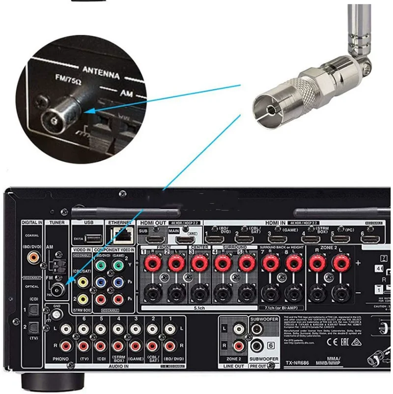FM Antenna for Portable RadioTie Rod Telescopic FM Audio Aplifier for Radio Receiver Ham Radio