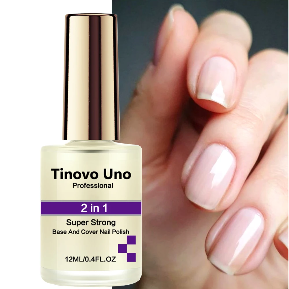 Tinovo Uno 2 IN 1 Super Strong Base Coat Top Nail Polish Strengthener 12ML Nail Growth Instant Gloss Nail Hardener Fast Drying
