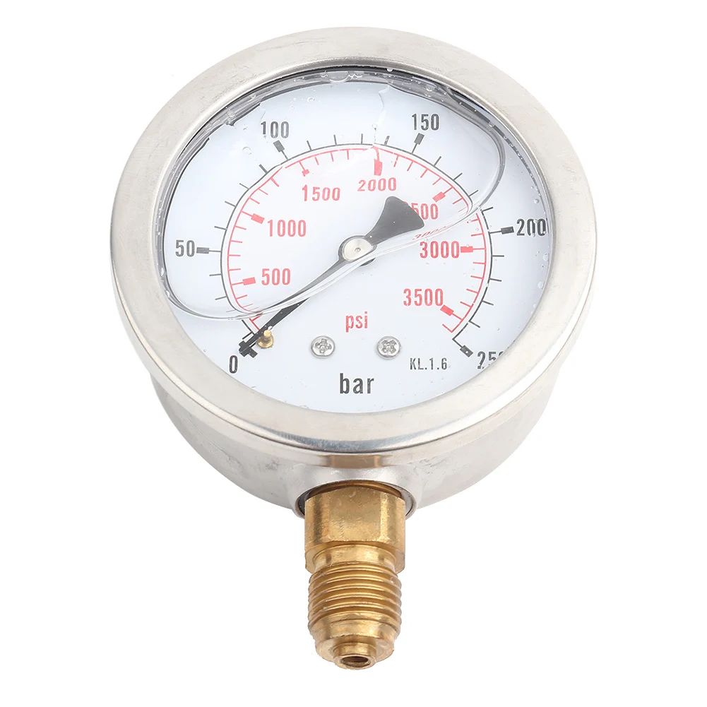 Hydraulic Gauge Hydraulic Pressure Gauge Manometer 0-250Bar 0- 3750PSI G1/4 63mm  Hydraulic Water Pressure Gauge Meter