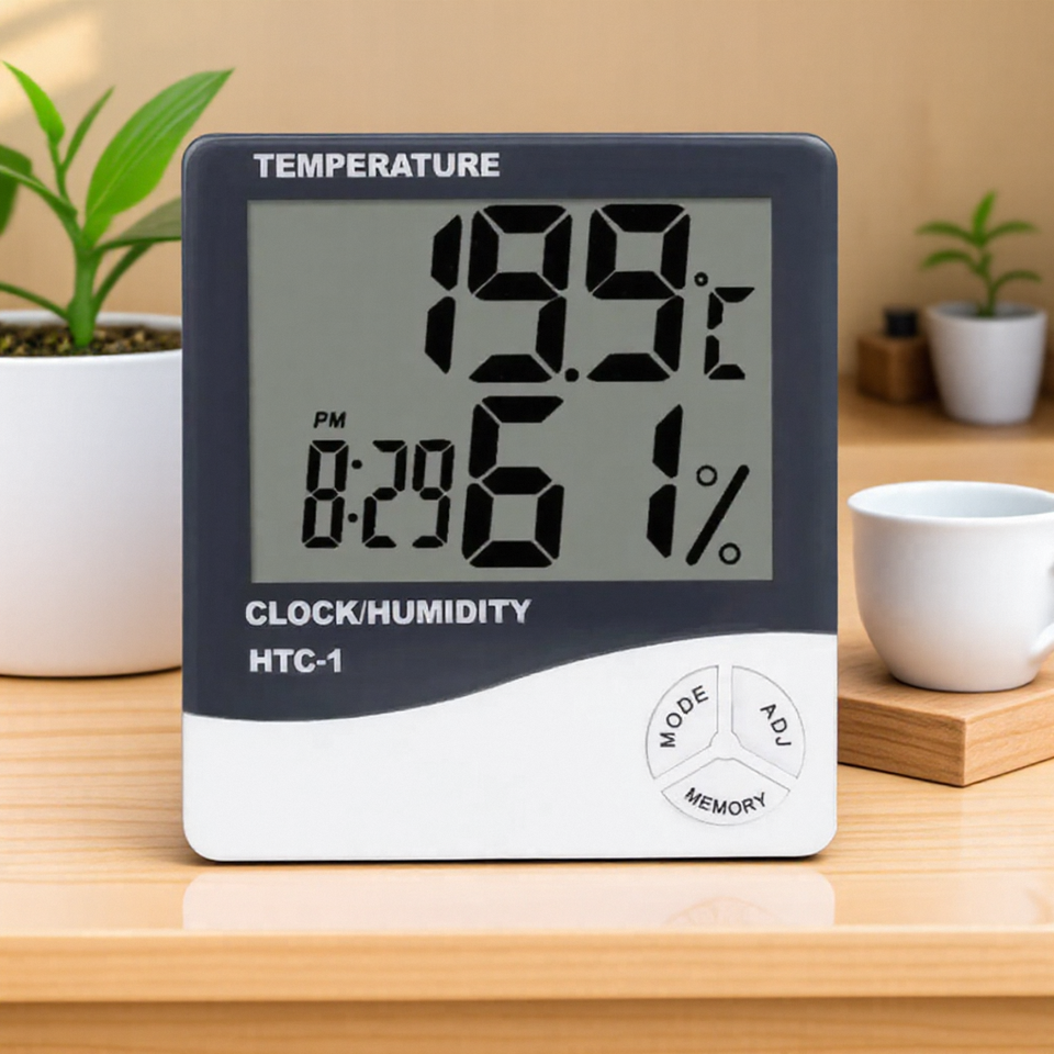 Digital Thermometer Hygrometer LCD Weather Station Monitor Indoor Outdoor Temperature Humidity Clock