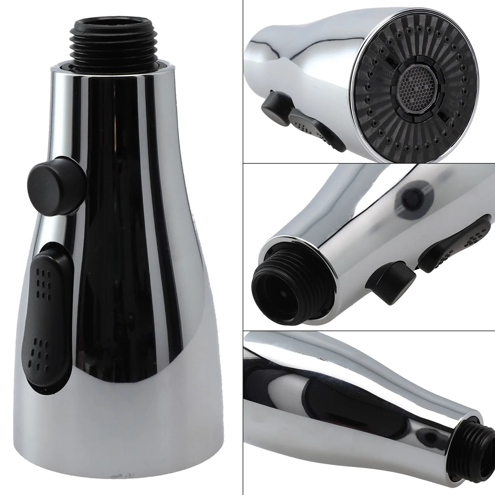 

3 Modes Faucet Sprayer Head Faucet Sprayer Head ABS Brushed 1/2" Connection Black Durable ABS Durable Bathroom For Kitchen