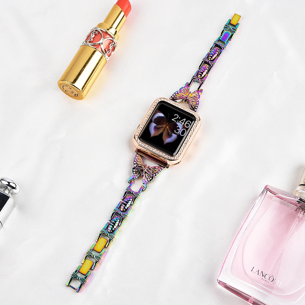 Metal Strap For Apple Watch 8 7 45mm 41mm Butterfly style stainless steel fashion bracelet Band iWatch 6 5 4 3 SE 44mm 42mm 40mm