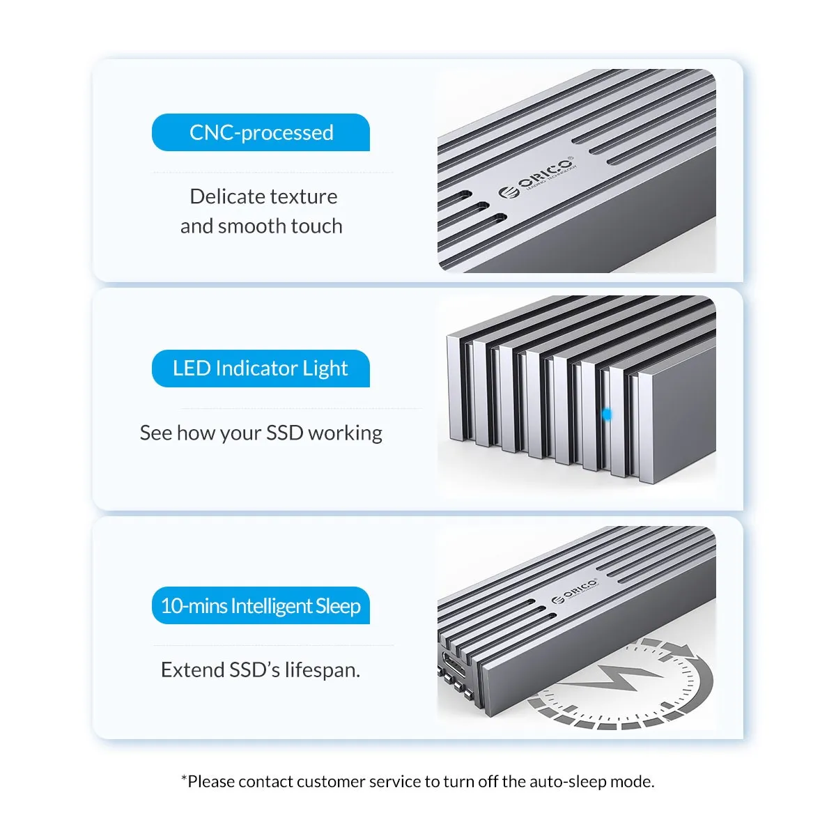 Orico Atualizado Toda a Liga de Alumínio M.2 Nvme Ssd Gabinete 10gbps Pcie m2 Ssd Case Nvme m Chave Case de Unidade de Estado Sólido com Cabo - Imagem 6