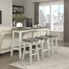 3-Piece Kitchen Island Table with 3 Saddle Bar Stools Wood Dining Set Breakfast Nook White/Coffee Color 1
