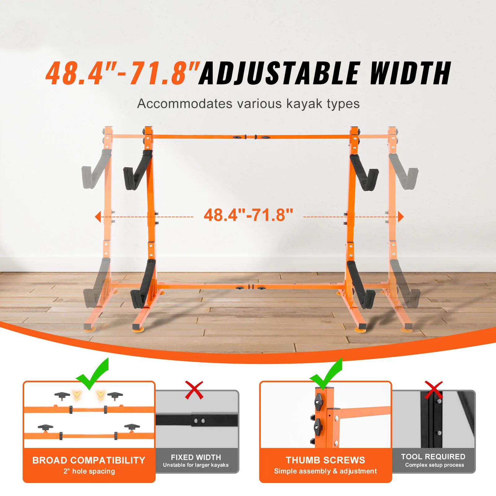 Steel Kayak Storage Rack for Indoor Outdoor Use