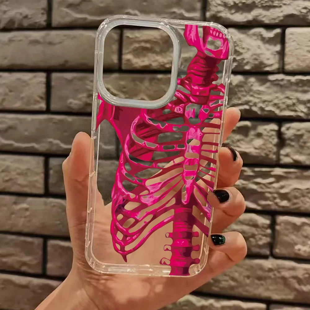 Skeleton Pattern Transparent Silicone Phone Case - Clear Soft Cover