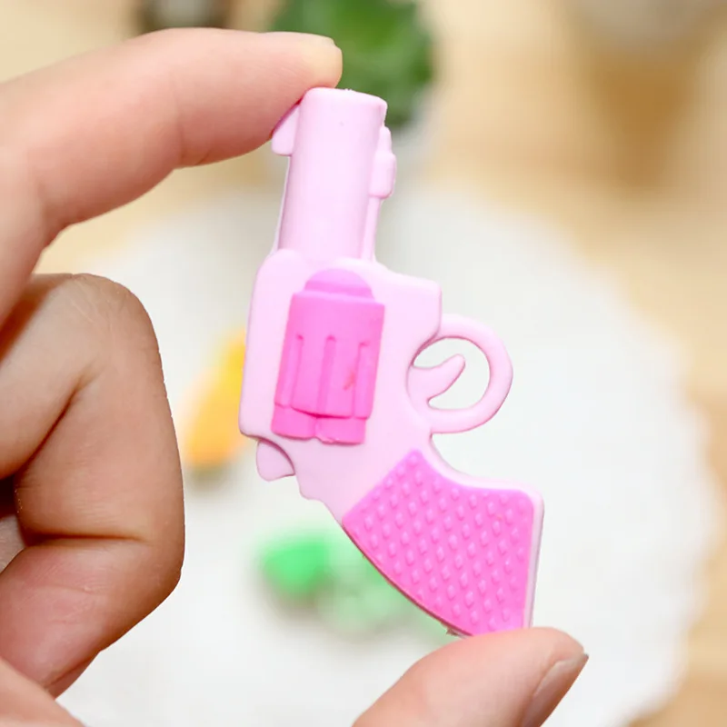 Creative Cartoon Cute Pistol Student Eraser Sketch School Supplies Christmas Prize Kawaii Eraser 2 Pieces/batch