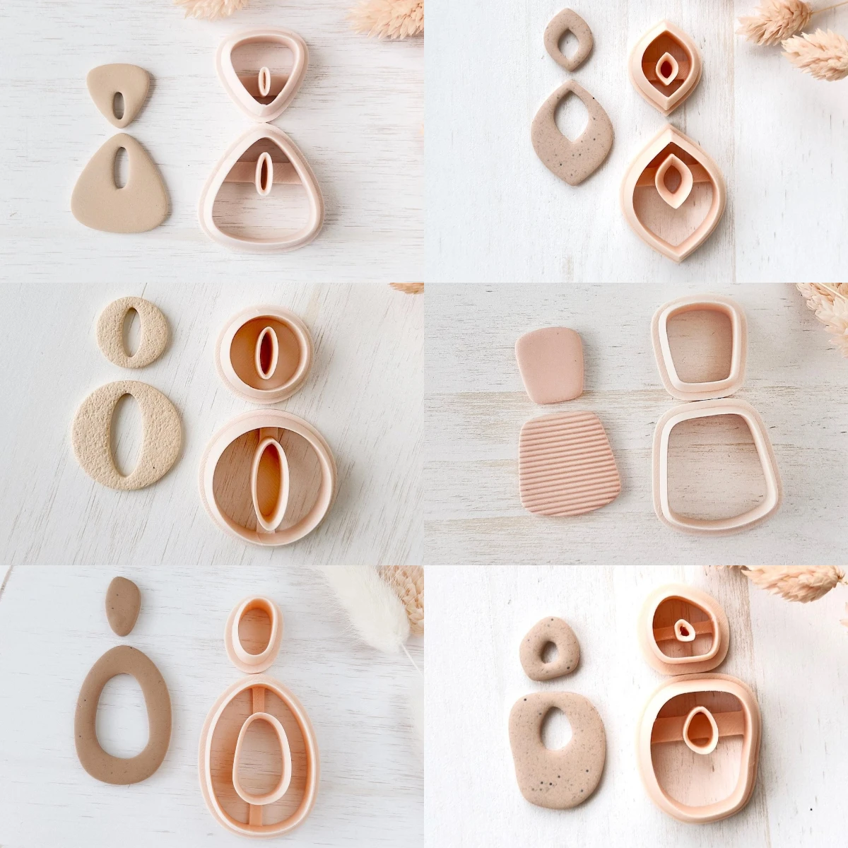 Polymer Clay Cutter Basic Geometry Shape Polymer Clay Earring Cutter 2Pcs/SET Dangle Clay Cutter Abstract Shape Cutting Molds Embosed Cutters