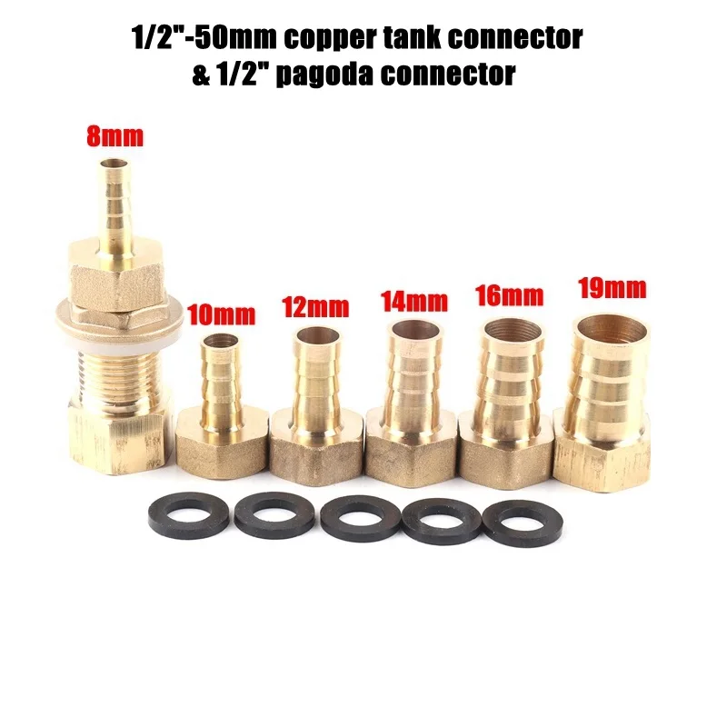 1pcs 1/2" Thread Fish Tank Adapter And Pagoda Connector Swivel Fitting Water Tank Copper Adapter Irrigation Water Hose Connector