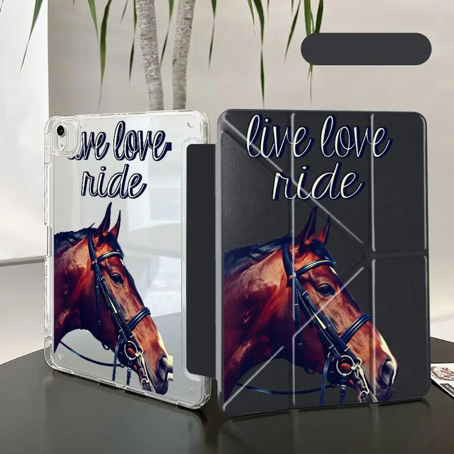 Premium Y-Fold Tablet Case with Horse Design and Holder Feature