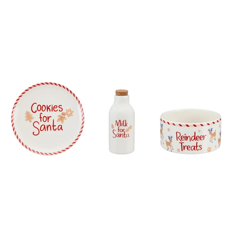 Santa Cookie Plate and Milk Bottle Set 4
