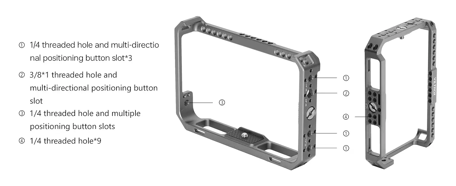 Video Monitor Rig Cage for DC-X2/DC-X3 Video Field Monitor with 1/4 Screw Hole f