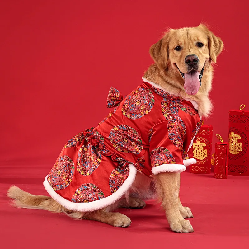 Dog Sweater Tang Style Cotton for Big Dog New Year