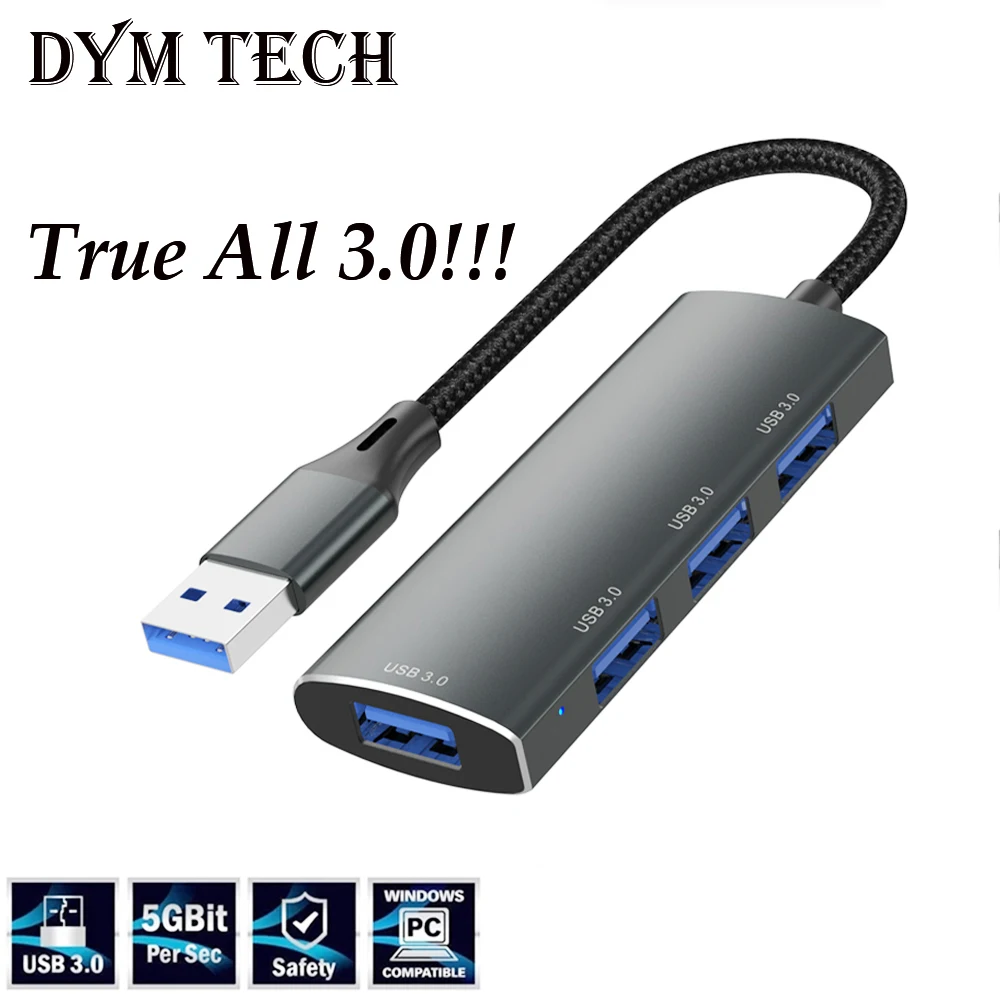 Hub Usb C 3.0 Con Splitter Usb Da Usb C A Usb 3.0 A 4 Porte In Alluminio Per Macbook, Mac Pro/Mini, Imac, Ps4, Ps5, Laoptop