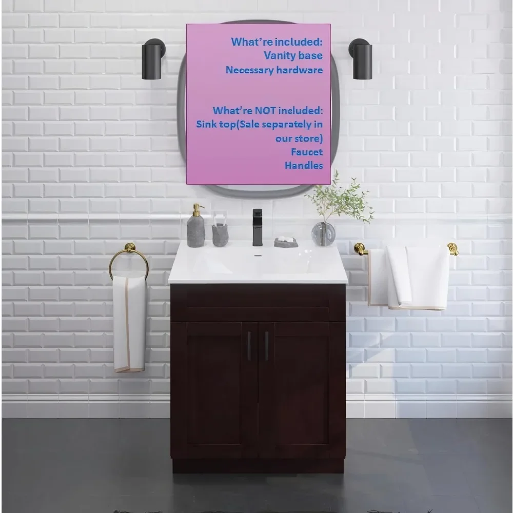 Bathroom Vanity Sink Base Ready-to-Assemble Bathroom Cabinet 24"/30'/36" Width (Vanity Base in Espresso Shaker, 30 inch) 4