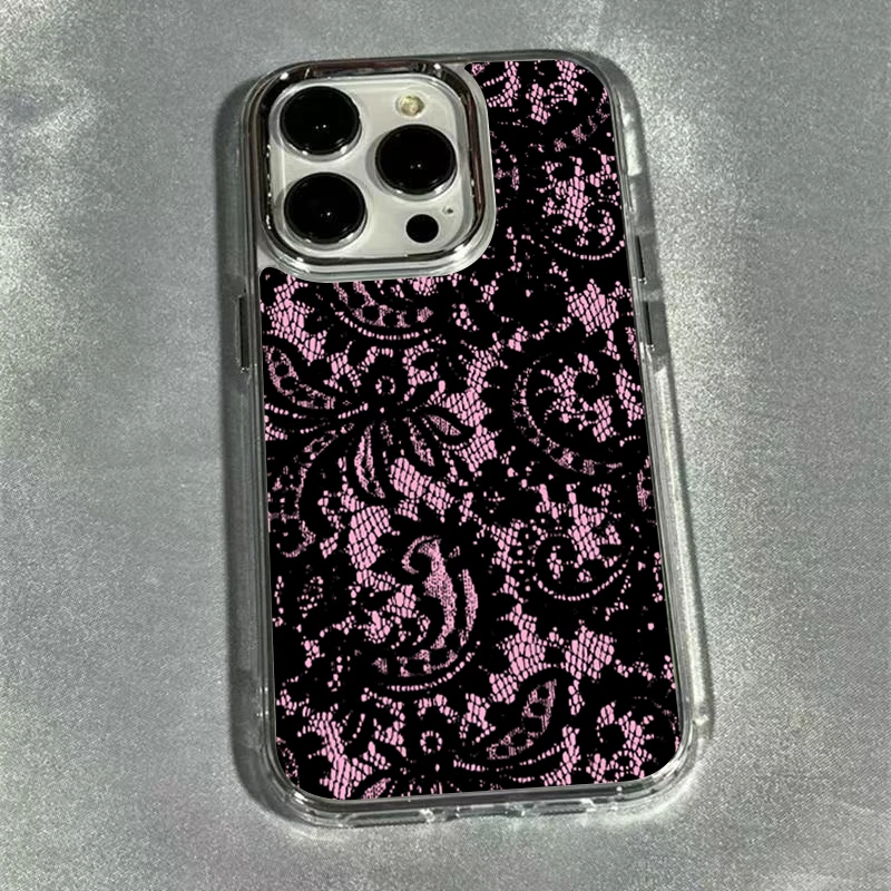 Elegant Black Lace Pattern Soft Phone Case