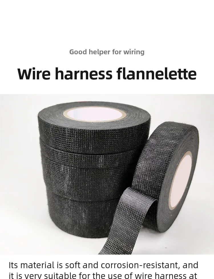 Description Picture 4 of item15 Meters Black Three Widths Of Fleece Tape High Temperature Automotive Wire Harness Tape Insulation Electrical Electrical Tape