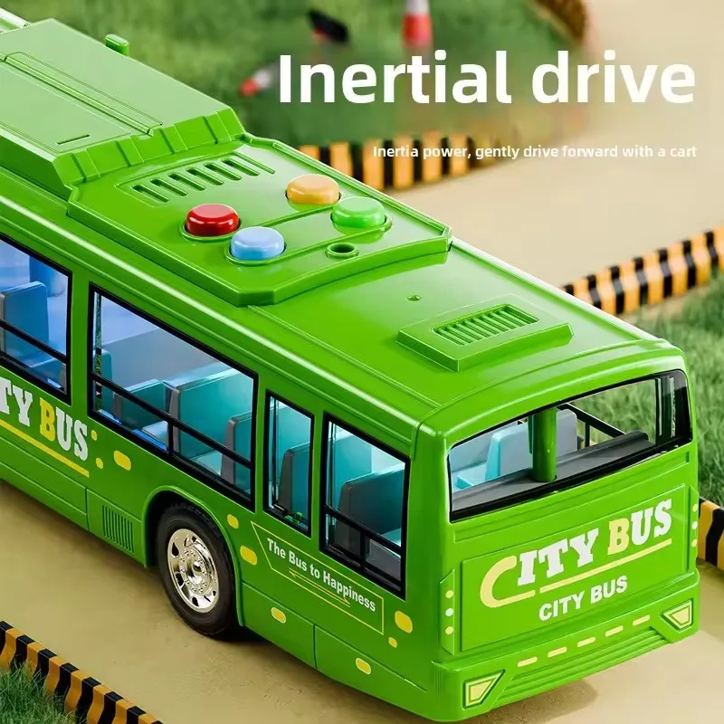Children Toy Simulation Bus Large Size Drop-resistant Light Music Inertia Bus Model Pull Back Car Educational Toys Gifts_voghion.com
