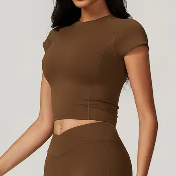 Sexy Sports T-shirts Women Yoga Short Sleeved Tight Running Fitness Breathable Fitness T-shirt Gym Tops Push Up Workout Clothes 3