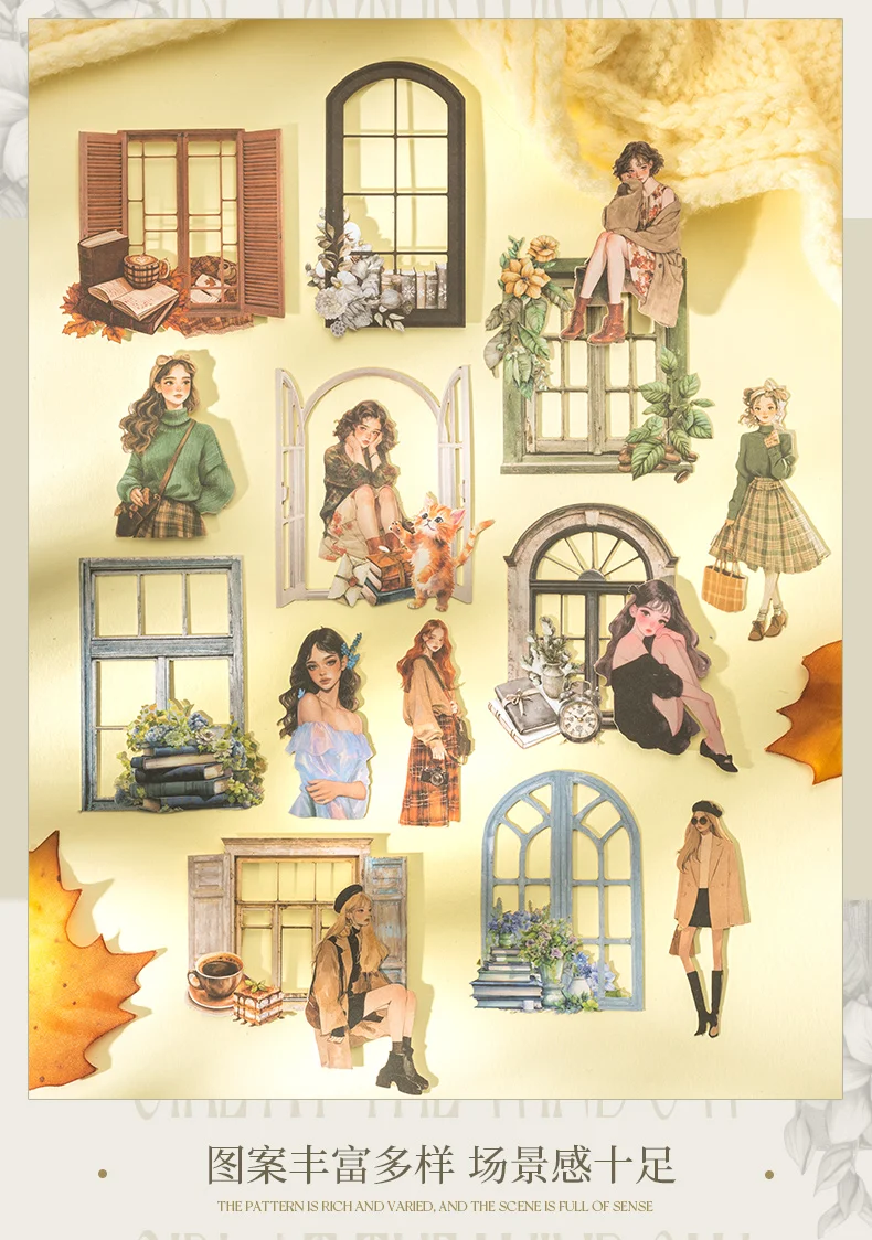 Journal GO 10 Stück Girl by the Window Aufkleber Vintage Journal Landschaftsbau Material Collage Kreative Scrapbooking Kartenaufkleber – Detail 5